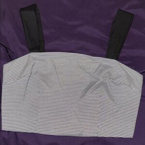 J.O.A. Monochrome Checkered Crop Top